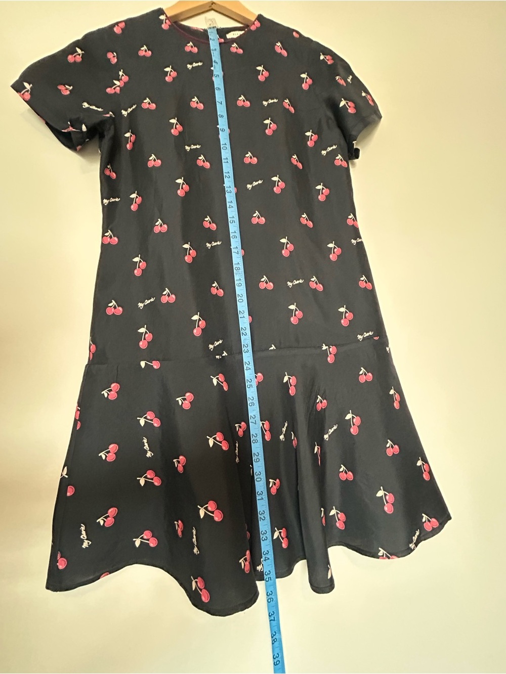 Piamita short sleeve Pippa My Cherie Noir Silk Dress crew neck flounce hem - Picture 7 of 11